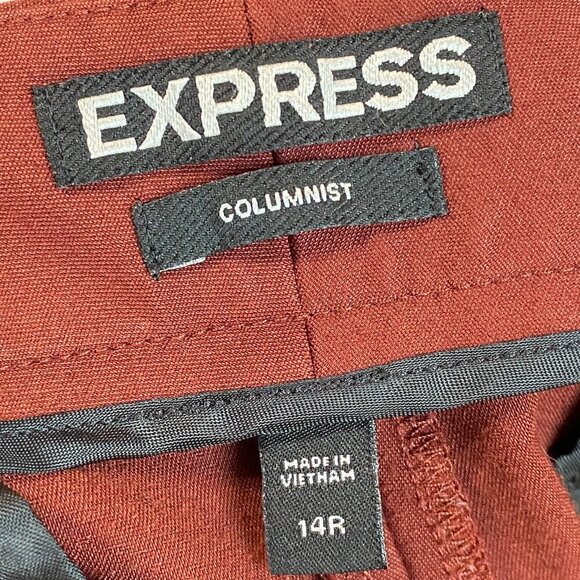Express Mid Rise Columnist Ankle Pant In Rust Brick Red Size 14 - Picture 7 of 8